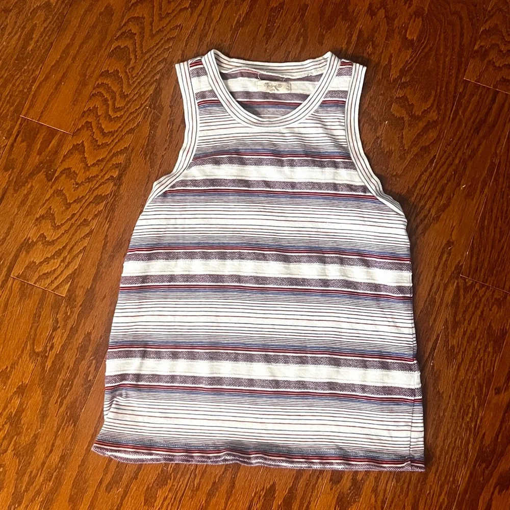 Madewell XS tank top red white and blue slightly muted) colors, really cute - Picture 1 of 10